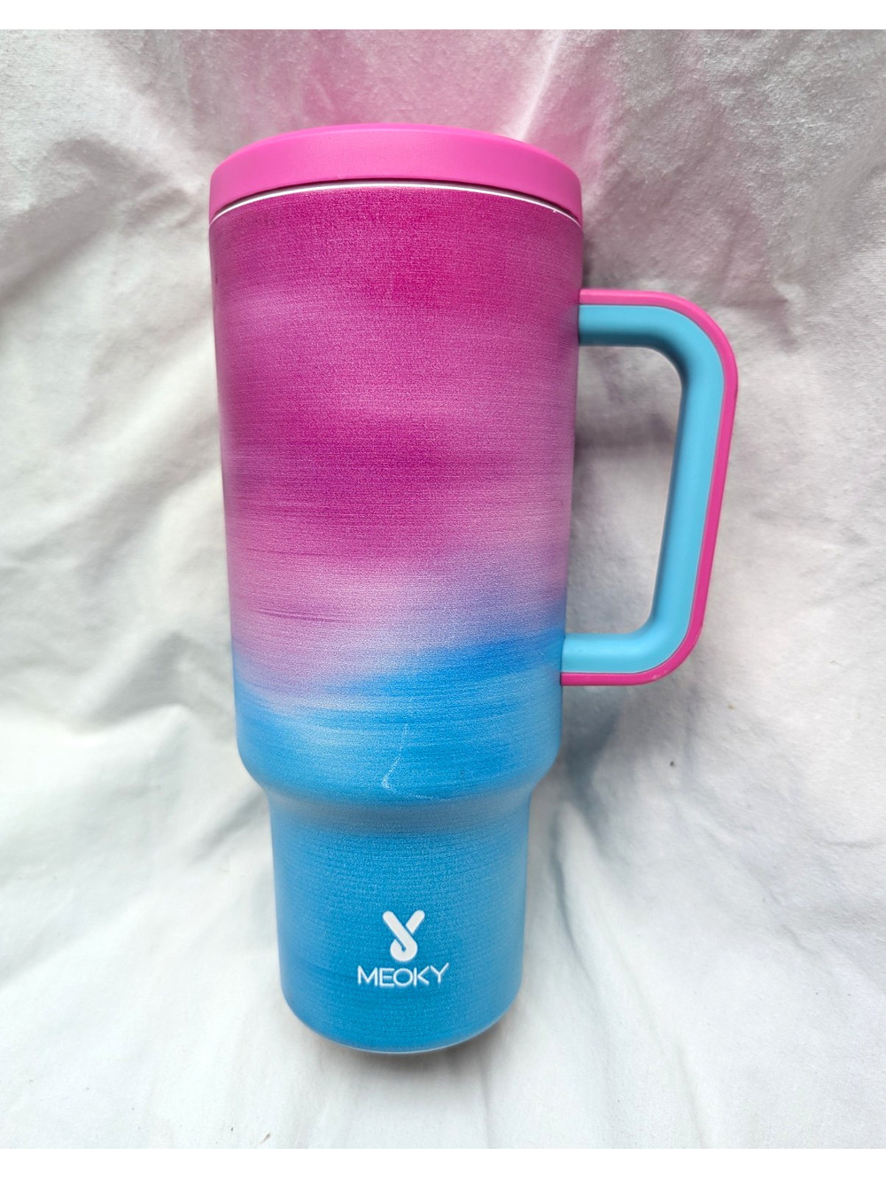 MEOKY 40 oz Stainless Steel Travel Tumbler w/ Handle, Drink-Through Lid